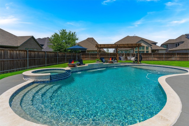 760 Ascot Ct, Prosper, TX 75078 - view of swimming pool featuring a pool with connected hot tub and a residential view