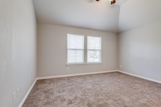 5520 Curzon Ave, Fort Worth, TX 76107 - carpeted spare room with lofted ceiling, a ceiling fan, and baseboards