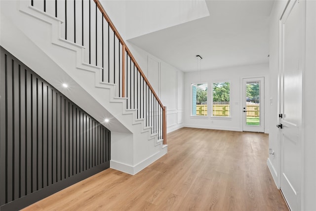 2820 Barnes Bridge Rd, Dallas, TX 75228 - entrance foyer featuring wood finished floors, baseboards, stairs, and recessed lighting