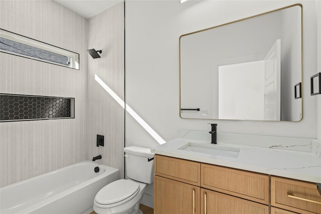 1332 Fletcher St, Dallas, TX 75223 - bathroom featuring vanity, toilet, shower / tub combination, and wallpapered walls