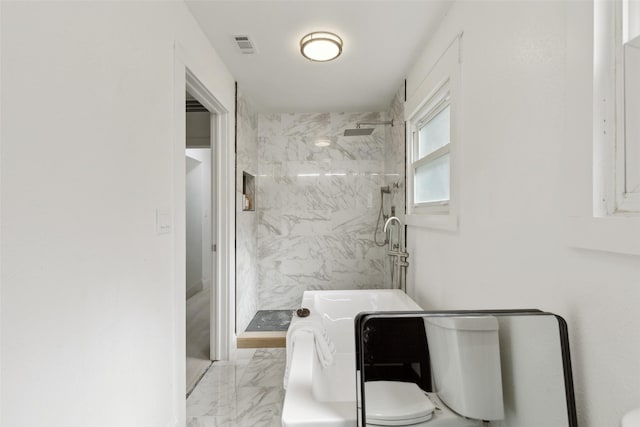 4104 Middlebrook Rd, Fort Worth, TX 76116 - bathroom featuring marble finish flooring, toilet, and a marble finish shower