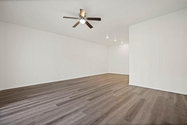 11218 Park Central Pl Unit B, Dallas, TX 75230 - empty room featuring wood finished floors, a ceiling fan, recessed lighting, and baseboards