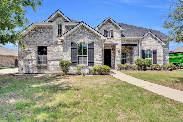 211 Debbie Way, Red Oak, TX 75154 - french country inspired facade featuring a front lawn, a shingled roof, and brick siding