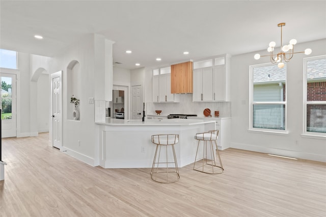 3717 Estacado Ln, Plano, TX 75025 - kitchen with light wood finished floors, backsplash, light countertops, healthy amount of natural light, and recessed lighting