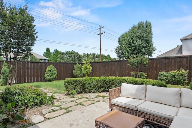 3717 Estacado Ln, Plano, TX 75025 - fenced backyard featuring outdoor lounge area and a patio area