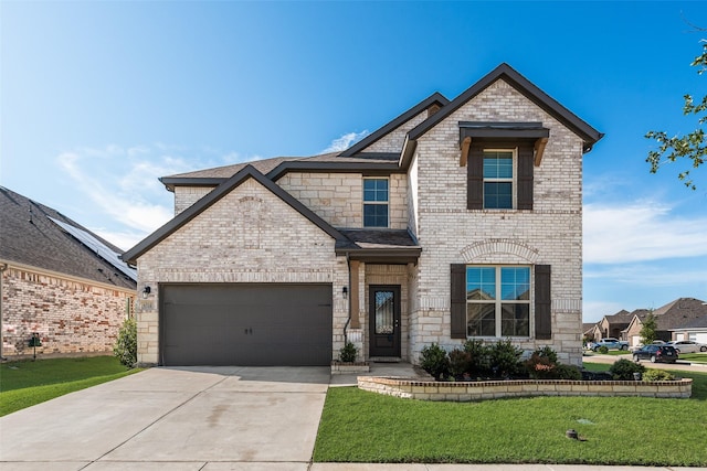 6314 Catalpa Dr, Venus, TX 76084 - view of front of property with brick siding, driveway, a front lawn, and an attached garage