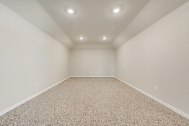 6314 Catalpa Dr, Venus, TX 76084 - unfurnished room featuring recessed lighting, light colored carpet, baseboards, and lofted ceiling