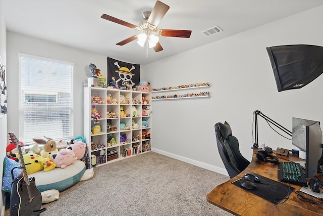 120 Texasage St, Rhome, TX 76078 - carpeted home office with ceiling fan and baseboards