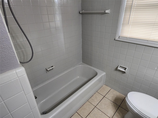 1510 Leslie St, Bossier City, LA 71111 - full bathroom featuring tile patterned flooring, toilet, bathtub / shower combination, and tile walls