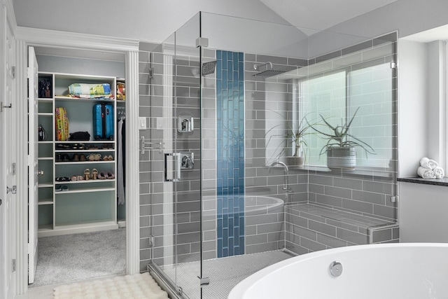 6821 Rochelle Dr, Plano, TX 75023 - full bathroom with a spacious closet, a shower stall, and a freestanding bath