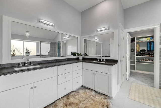 6821 Rochelle Dr, Plano, TX 75023 - bathroom featuring double vanity, a spacious closet, and a shower