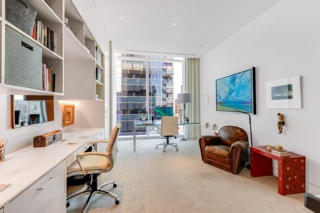 1747 Leonard St Unit 903, Dallas, TX 75201 - office space featuring a wall of windows, carpet floors, and built in study area