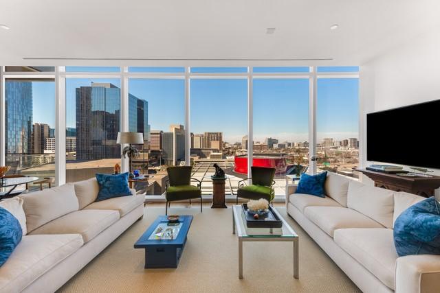 1747 Leonard St Unit 903, Dallas, TX 75201 - living area with expansive windows and plenty of natural light