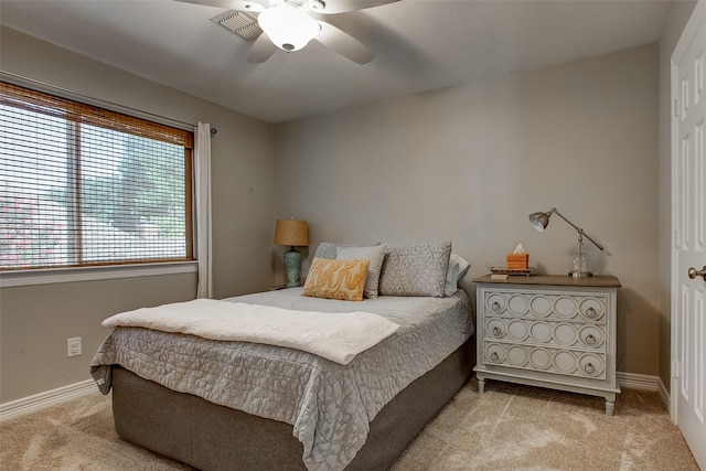 6712 E Park Dr, Fort Worth, TX 76132 - bedroom featuring light colored carpet, baseboards, and ceiling fan
