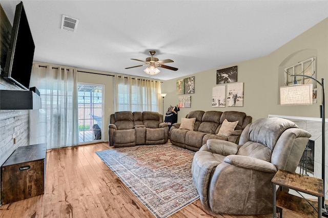 4318 Quail Run Rd, Sherman, TX 75092 - living area with hardwood / wood-style floors and ceiling fan