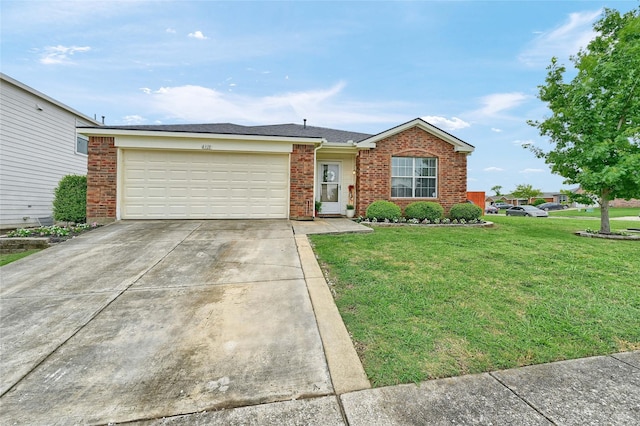 4318 Quail Run Rd, Sherman, TX 75092 - single story home with a garage, driveway, a front lawn, and brick siding
