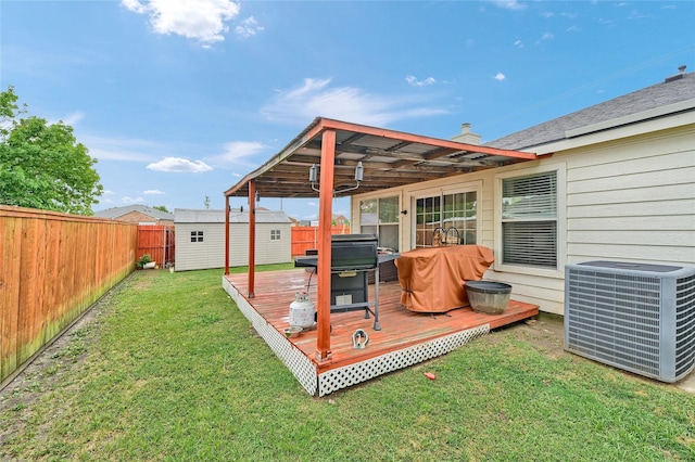 4318 Quail Run Rd, Sherman, TX 75092 - view of yard with a wooden deck and central air condition unit