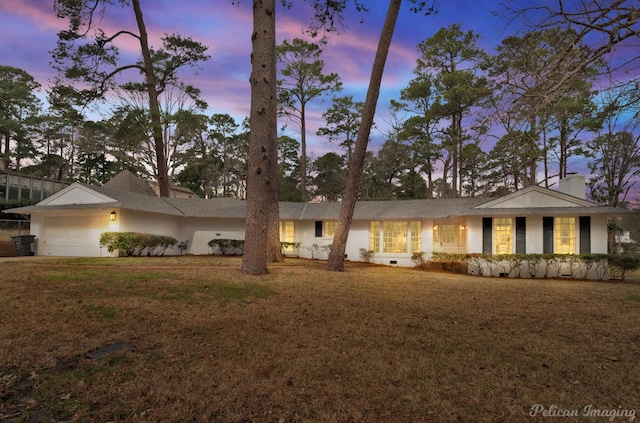 514 Pierremont Cir, Shreveport, LA 71106 - ranch-style home featuring a garage, a front lawn, and a chimney