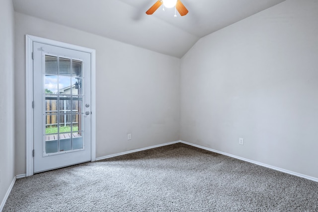 608 W Grove Cir, Anna, TX 75409 - unfurnished room with carpet floors, vaulted ceiling, a ceiling fan, and baseboards