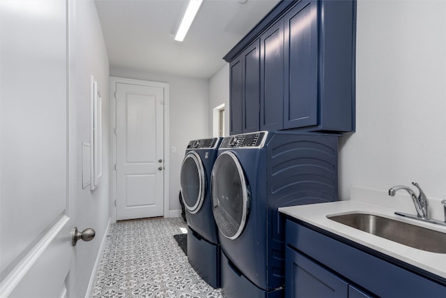 1230 Driftwood Ln, Lucas, TX 75002 - laundry room featuring washing machine and dryer, cabinet space, and baseboards