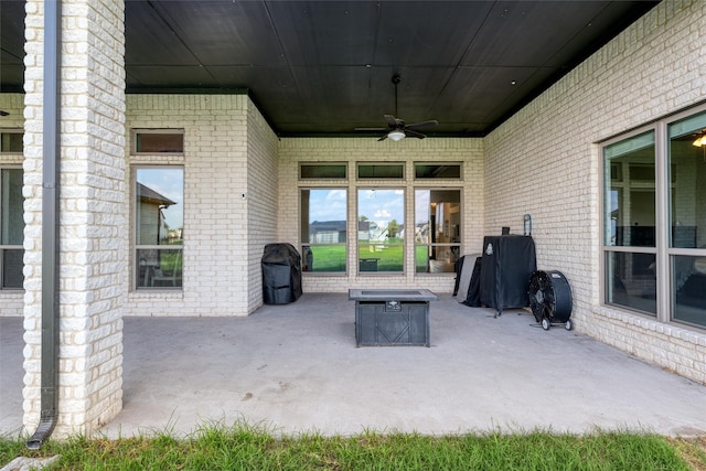 1230 Driftwood Ln, Lucas, TX 75002 - view of patio / terrace featuring a ceiling fan and a fire pit