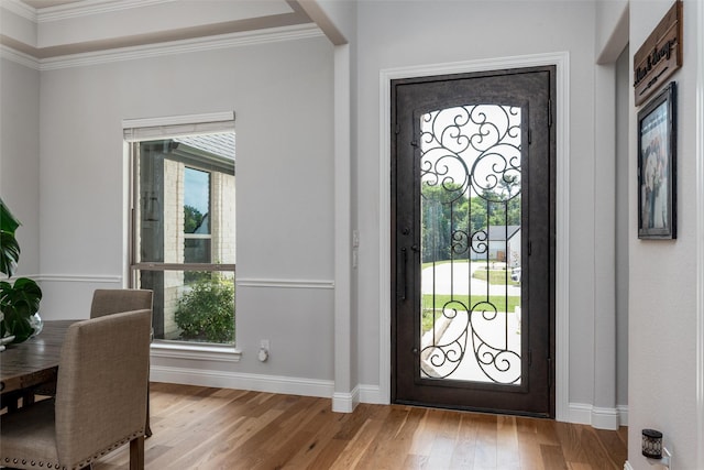 1230 Driftwood Ln, Lucas, TX 75002 - entryway with baseboards, wood finished floors, and ornamental molding