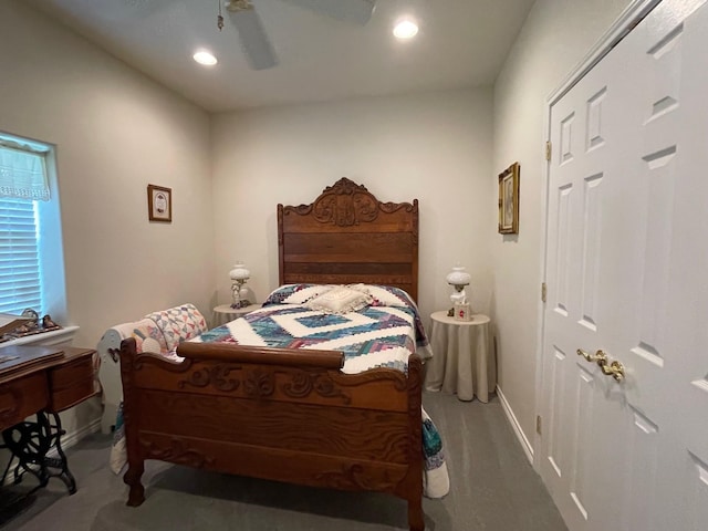 102 Dogwood Cir, Daingerfield, TX 75638 - bedroom featuring baseboards, a ceiling fan, and recessed lighting