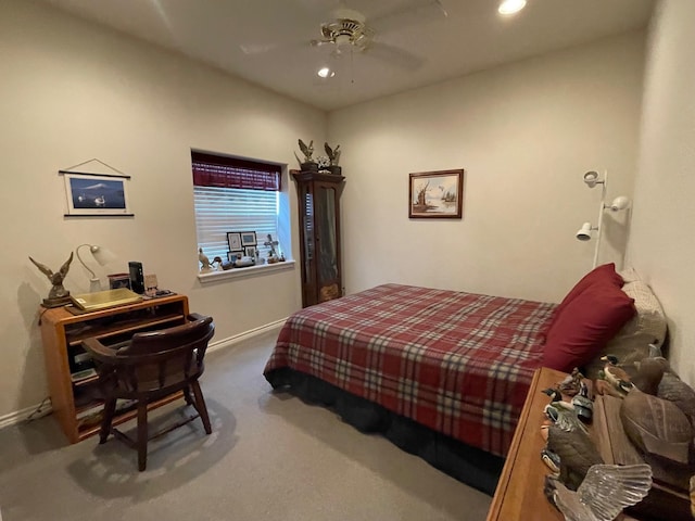 102 Dogwood Cir, Daingerfield, TX 75638 - carpeted bedroom featuring recessed lighting, baseboards, and a ceiling fan