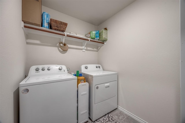 525 Brandy Ln, Tom Bean, TX 75489 - washroom featuring separate washer and dryer, light tile patterned flooring, and baseboards
