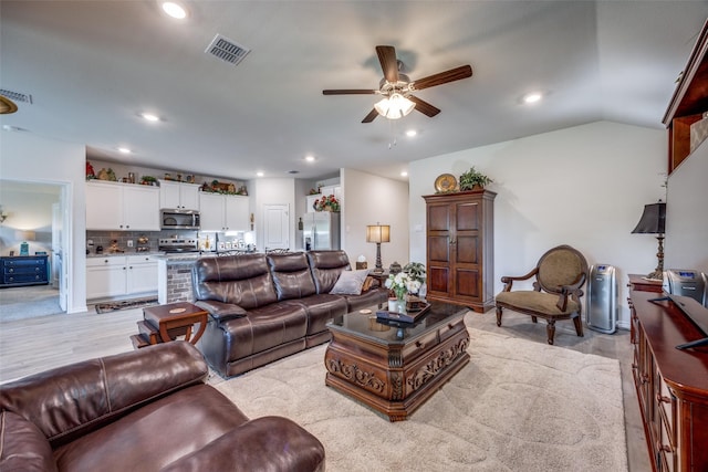 525 Brandy Ln, Tom Bean, TX 75489 - living room with a ceiling fan, recessed lighting, and light wood-style flooring