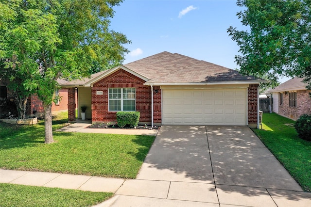 1433 Wind Dancer Trl, Fort Worth, TX 76131 - single story home with a garage, concrete driveway, a front lawn, and brick siding