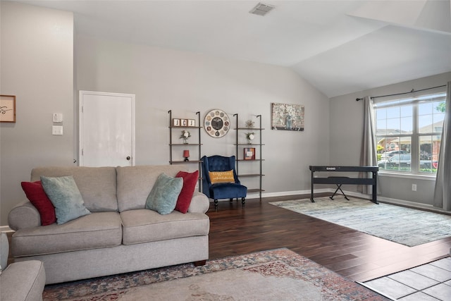 1433 Wind Dancer Trl, Fort Worth, TX 76131 - living area with wood finished floors, lofted ceiling, and baseboards
