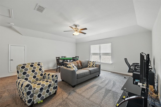 11512 Starlight Ranch Trl, Fort Worth, TX 76052 - carpeted living room with ceiling fan and baseboards