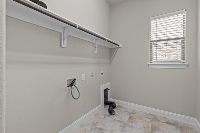 7913 Heritage Palms Trl, Mckinney, TX 75070 - washroom featuring hookup for a gas dryer, electric dryer hookup, washer hookup, and baseboards