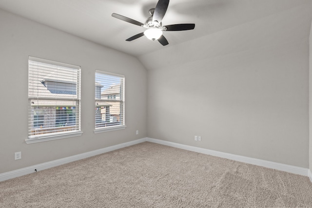7913 Heritage Palms Trl, Mckinney, TX 75070 - carpeted spare room featuring ceiling fan, vaulted ceiling, and baseboards