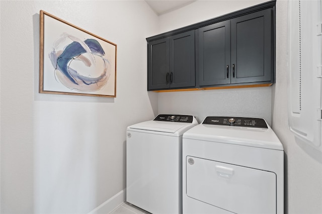 3105 Patrinia St, Royse City, TX 75189 - laundry area featuring separate washer and dryer, cabinet space, and baseboards