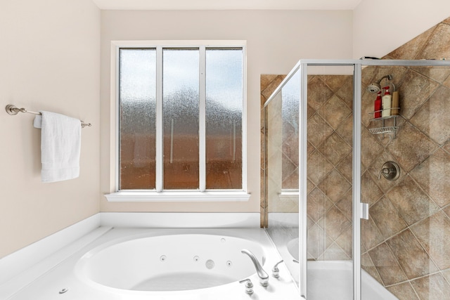 15372 Mountain View Ln, Frisco, TX 75035 - full bath featuring healthy amount of natural light, a tub with jets, and a stall shower