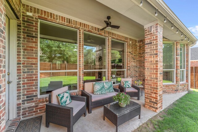 15372 Mountain View Ln, Frisco, TX 75035 - view of patio with a ceiling fan and outdoor lounge area