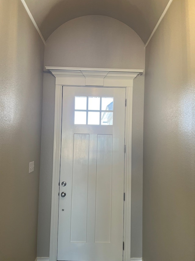 554 Calla Lily Dr, Tolar, TX 76476 - entryway featuring vaulted ceiling and baseboards