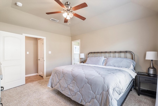 3007 Glenwood Ct, Aubrey, TX 76227 - bedroom with carpet flooring, a ceiling fan, baseboards, and vaulted ceiling