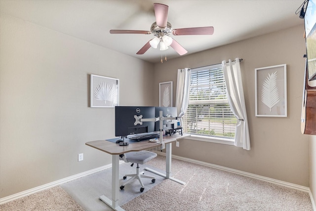 3007 Glenwood Ct, Aubrey, TX 76227 - office space with carpet flooring, baseboards, and a ceiling fan