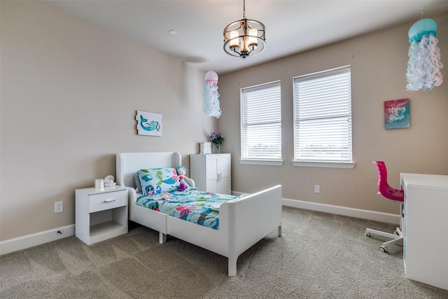 4540 Honeyvine Ln, Prosper, TX 75078 - carpeted bedroom featuring a chandelier and baseboards