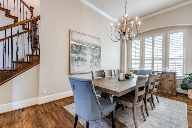 4540 Honeyvine Ln, Prosper, TX 75078 - dining room featuring plenty of natural light, stairway, a chandelier, and crown molding