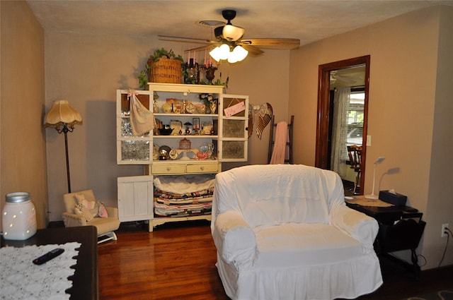 1405 Rolling Hills Dr, Graham, TX 76450 - sitting room featuring a ceiling fan and wood finished floors