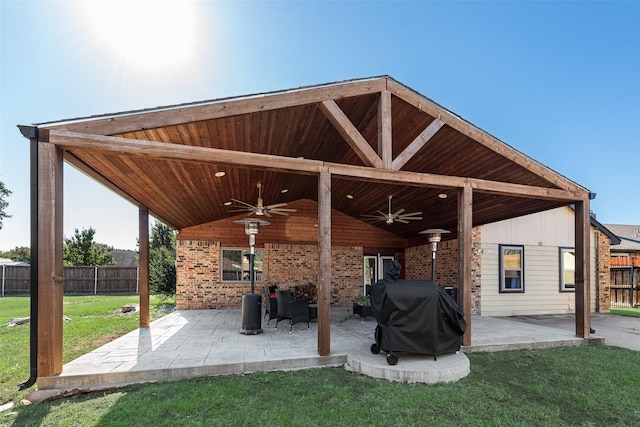 921 Granite Ln, Desoto, TX 75115 - view of patio featuring a ceiling fan and a grill