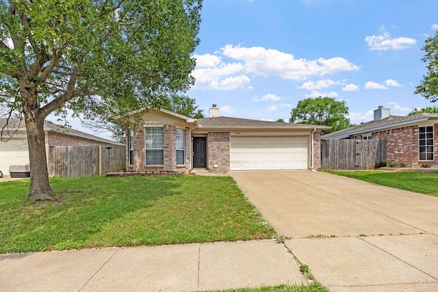 5907 Cohoke Dr, Arlington, TX 76018 - ranch-style home featuring driveway, an attached garage, a chimney, and brick siding