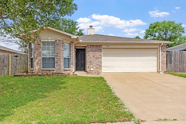 5907 Cohoke Dr, Arlington, TX 76018 - ranch-style house with brick siding, driveway, a chimney, and a garage