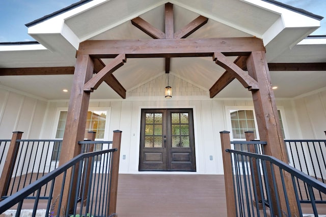 4107 Highland Rd, Melissa, TX 75454 - property entrance featuring board and batten siding and french doors