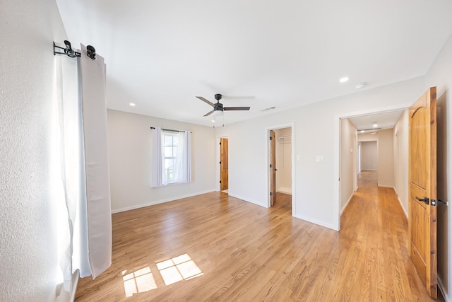 4107 Highland Rd, Melissa, TX 75454 - unfurnished bedroom featuring light wood-style flooring, baseboards, a ceiling fan, and recessed lighting