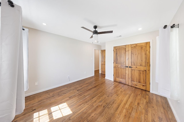 4107 Highland Rd, Melissa, TX 75454 - unfurnished bedroom with wood finished floors, baseboards, recessed lighting, and a ceiling fan